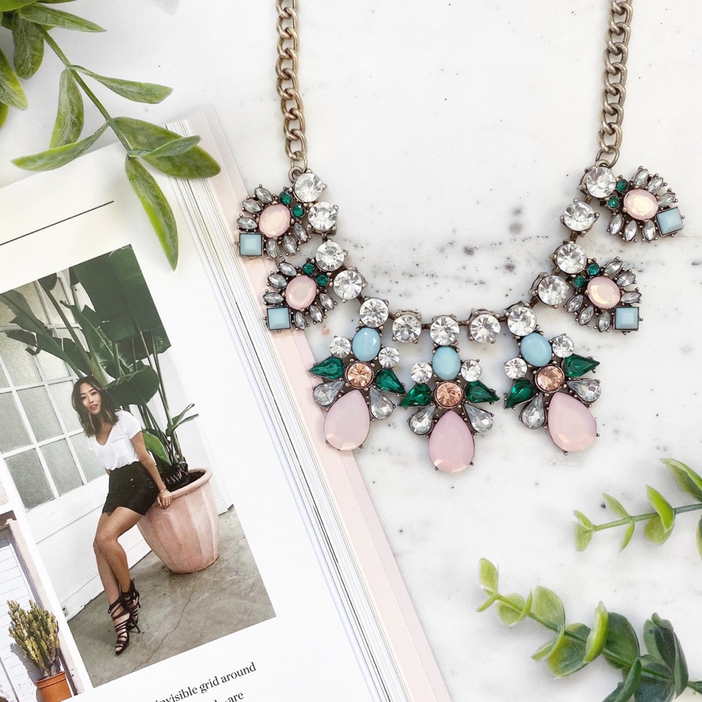 "Elise" Necklace || Pink & Clear Crystal Statement